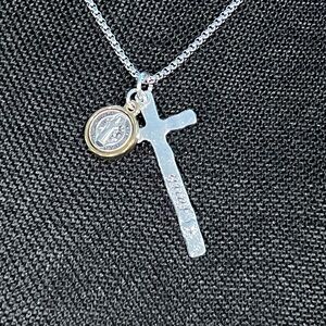 NWOT - Faith & Believe Heart Cross with
St. Benedict Charm Pendant Necklace